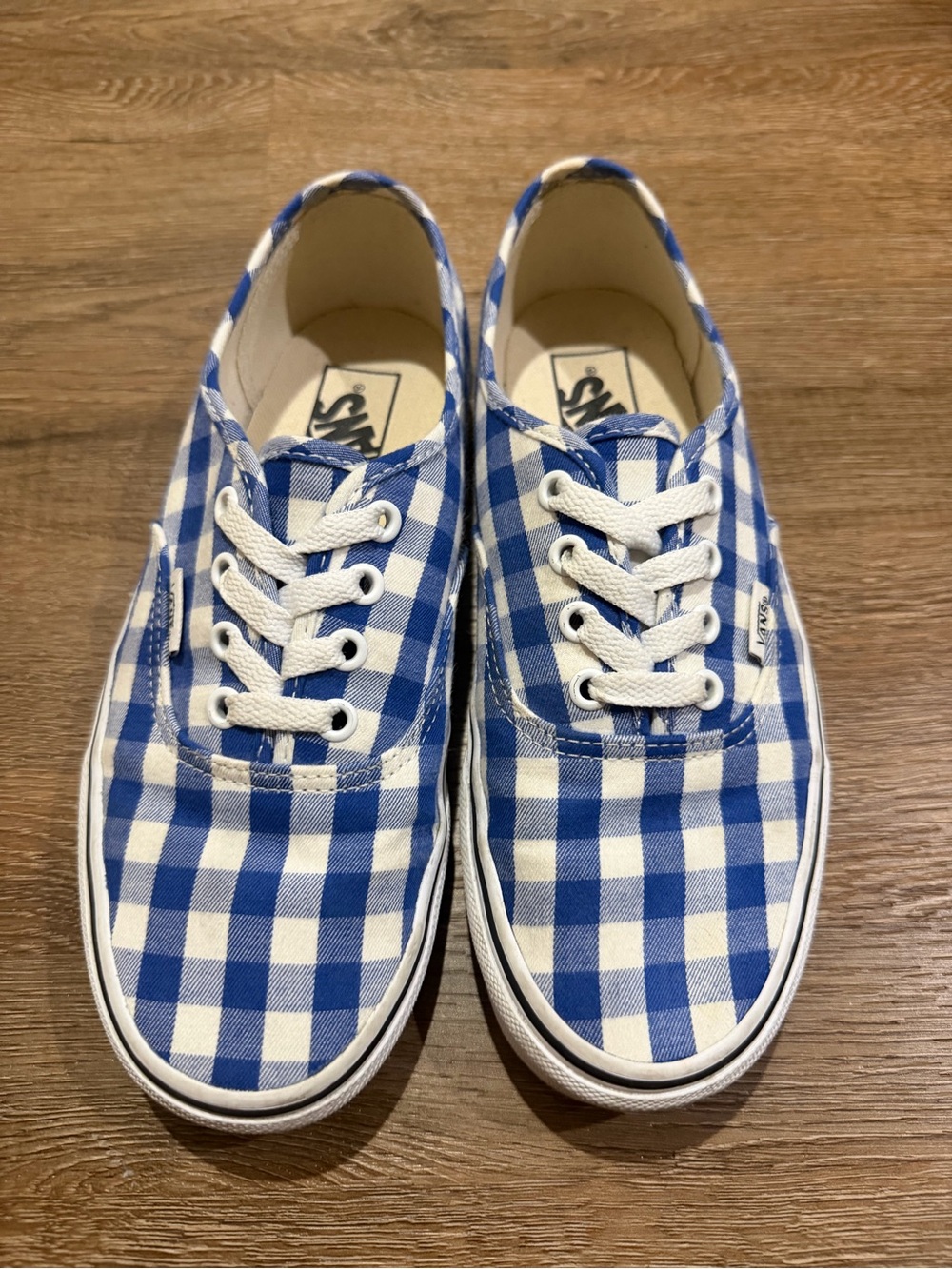 Vans Authentic Blue White Gingham Check Canvas Sneakers Men’s 6 Women’s 7.5 - Picture 2 of 11